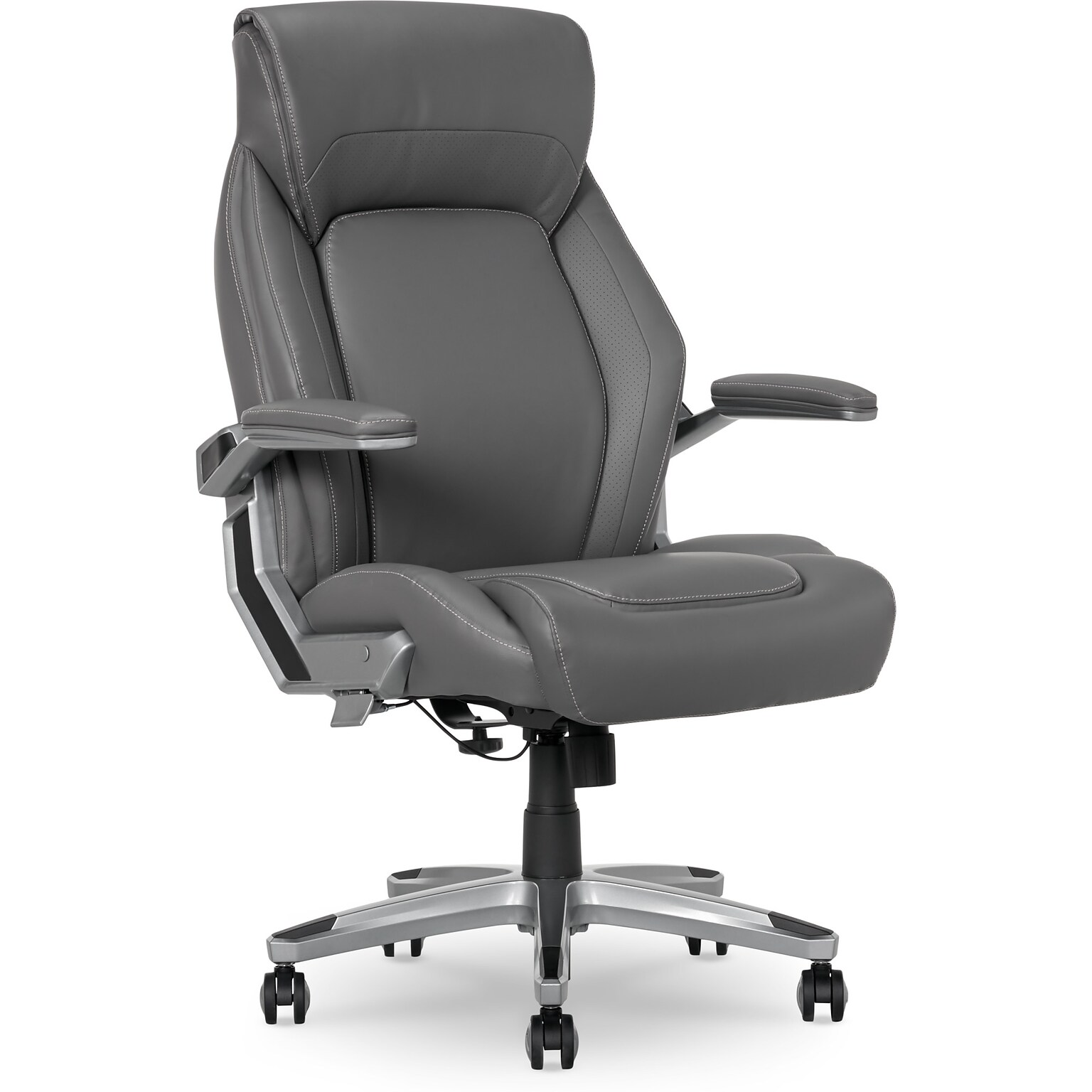 La-Z-Boy Meyer Ergonomic Bonded Leather Swivel Executive Chair, Gray (60082-GRY)