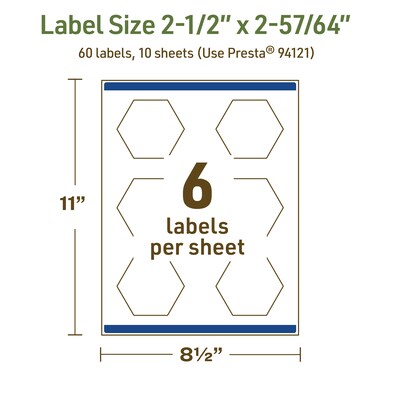 Avery Dissolvable Decorative Edge Multipurpose Labels, 2-1/2" x 2-57/64", Off-white, 60/Pack (94121)