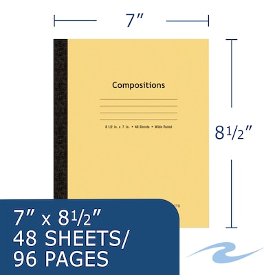 Roaring Spring Paper Products 1-Subject Composition Notebooks, 7" x 8.5", Wide Ruled, 48 Sheets, Brown (77308)