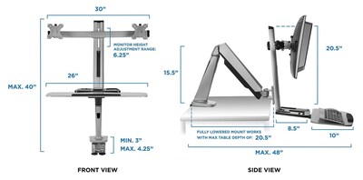 Mount-It! Sit Stand Desk Mount Workstation, Dual Monitor Standing Desk Converter, Full Motion Arm, Height Adjustable (MI-7904)