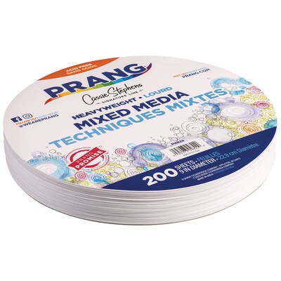 Prang Cassie Stephens Heavyweight Mixed Media Paper Circles, 9, White, 200/Sheets (PAC4822)