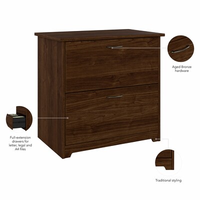 Bush Furniture Cabot 31"W 2-Drawer Lateral File Cabinet, Letter/Legal, Modern Walnut (WC31080)