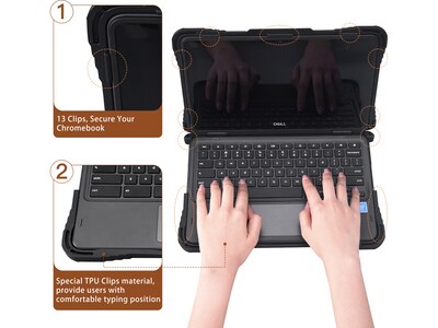 TechProtectus ShockProof 11.6" Laptop Case for Dell 3100 Chromebook, Shock-Absorbing, Black (TP-CL-DE3100-21)