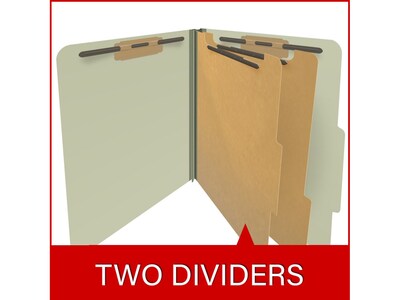 Medical Arts Press Pressboard Classification Folder, 2 Dividers, 2" Expansion, Letter Size, Green, 10/Box (DV-T42-26-3GRN)