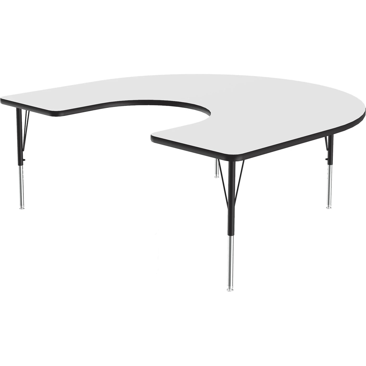Correll Horseshoe-Shaped Activity Table, 60 x 66, Height-Adjustable, Frosty White/Black (A6066DE-HOR-80)