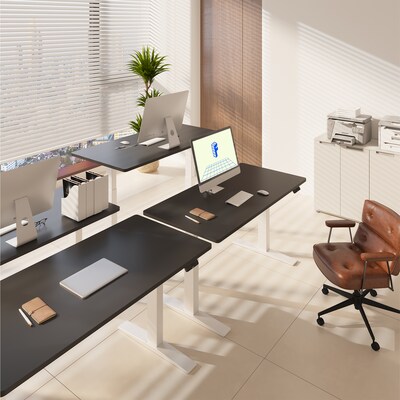 FlexiSpot E7COMMERCIAL 60''W Electric Adjustable Standing Desk, Black/White (E7WCOM6030-B)
