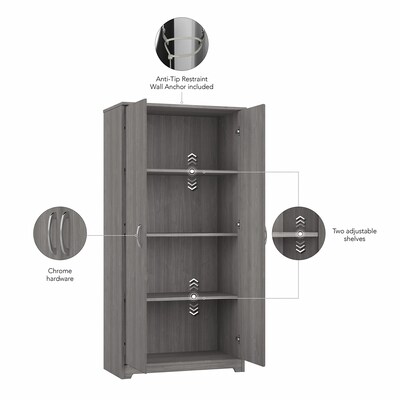 Bush Furniture Cabot 61.14" Storage Cabinet with 4 Shelves, Modern Gray (WC31399)