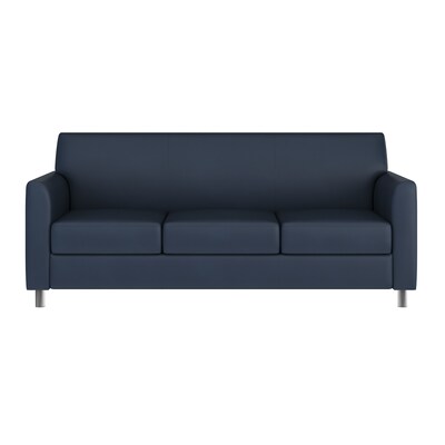 Flash Furniture Hercules Diplomat LeatherSoft Sofa, Navy/Chrome Legs (BT8273NVYCHR)