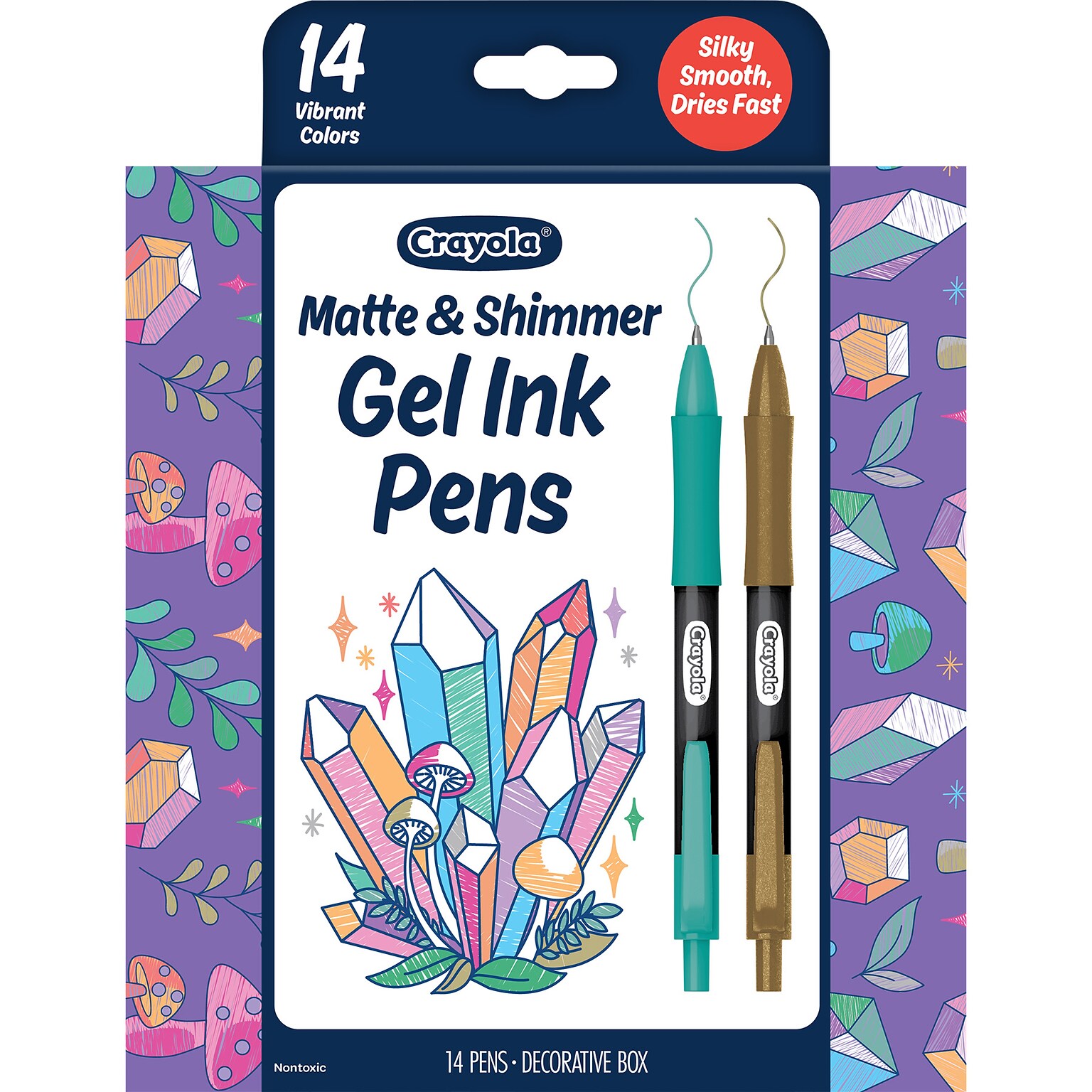Crayola Matte & Shimmer Retractable Gel Pen, Assorted Ink, 14/Pack (BIN586752)