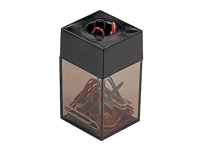 Magnetic Paper Clip Dispenser, Clear/Black (10590)
