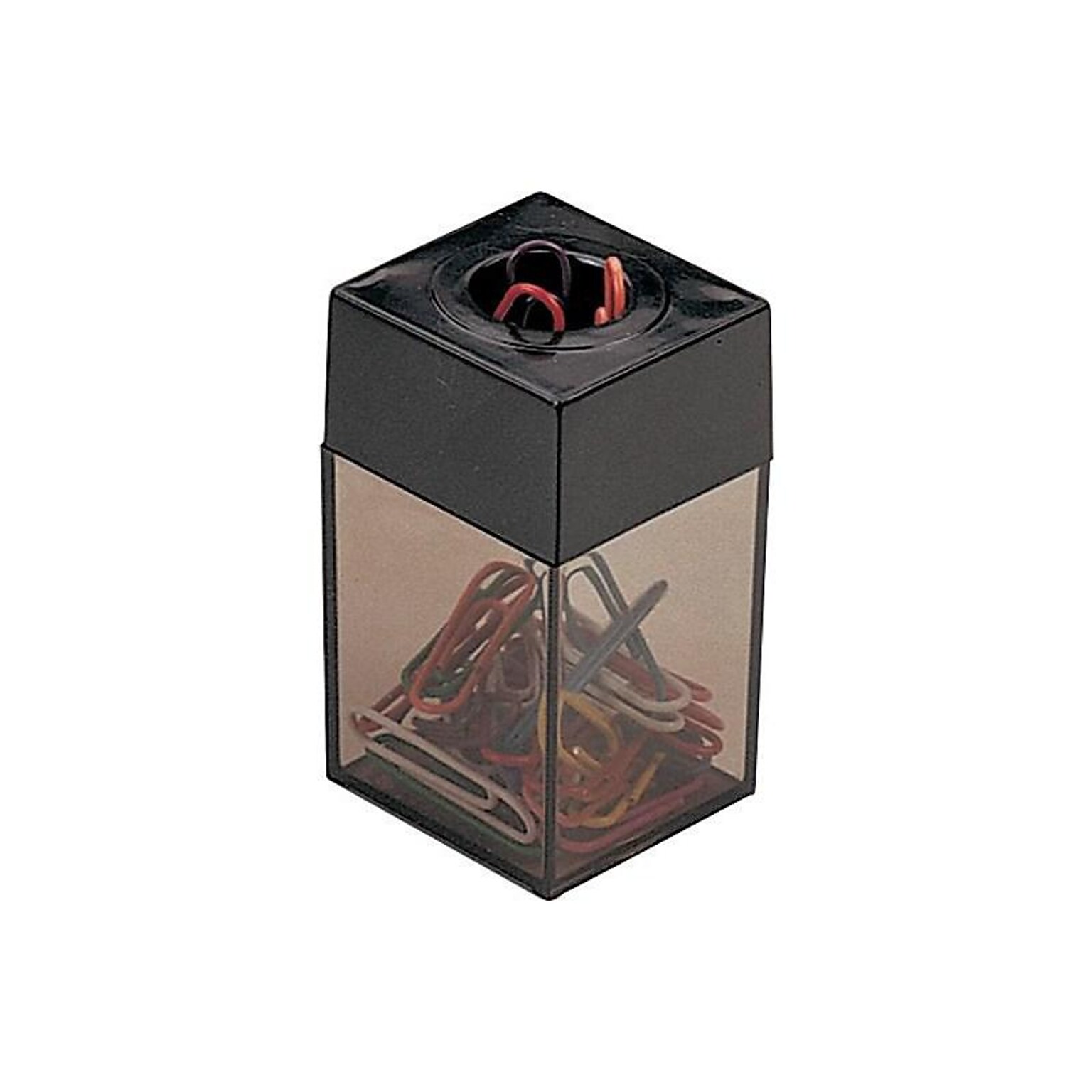 Magnetic Paper Clip Dispenser, Clear/Black (10590)