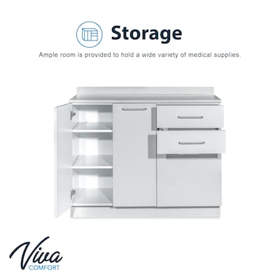Viva Comfort 36'' H x 42" W Exam Room Medical Cabinet with 24" W Right Side Desk, 2 Doors, 3 Drawers, Gray (90242-NS-GRY-AO)