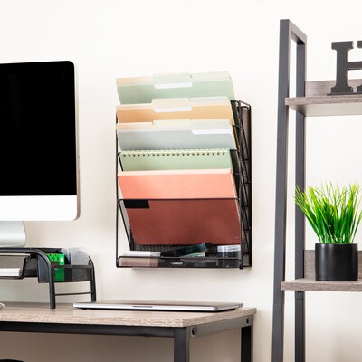 Mind Reader 5-Pocket Metal Mesh Mountable Wall File, Letter Size, Black (MAGSTACK-BLK)