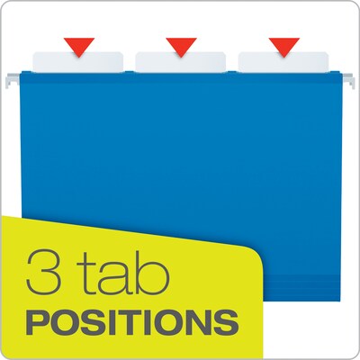 Pendaflex Ready-Tab 10 Premium Reinforced Hanging File Folder, 3-Tab, Letter, Assorted Colors, 25/Box (42621)