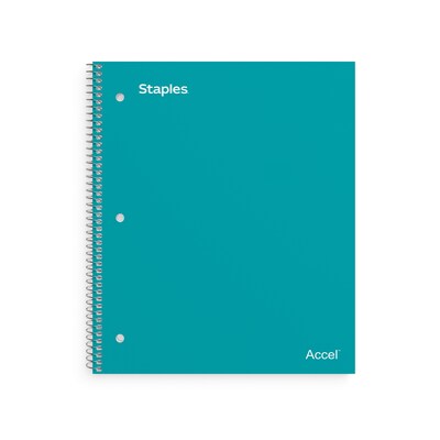 Staples Premium 3-Subject Notebook, 8.5 x 11, College Ruled, 150 Sheets, Teal (ST58316)