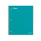 Staples Premium 3-Subject Notebook, 8.5" x 11", College Ruled, 150 Sheets, Teal (ST58316)