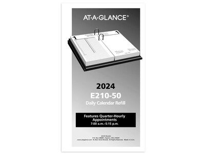 2024 AT-A-GLANCE 8" x 4.5" Daily Desk Calendar Refill, White/Black (E210-50-24)
