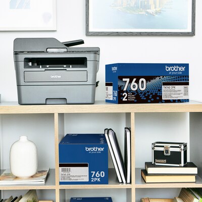 Brother TN 760 Black High Yield Toner Cartridge, 2/Pack (TN7602PK)