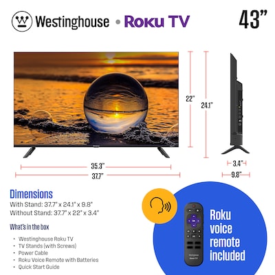 Westinghouse 43" Edgeless QLED 4K Ultra HD Roku TV (WR43QX400)