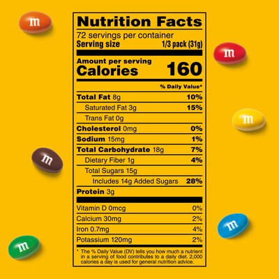 M&M's Share Size Peanut Milk Chocolate Pieces, 3.27 oz., 24 Bags/Box (MMM04432)