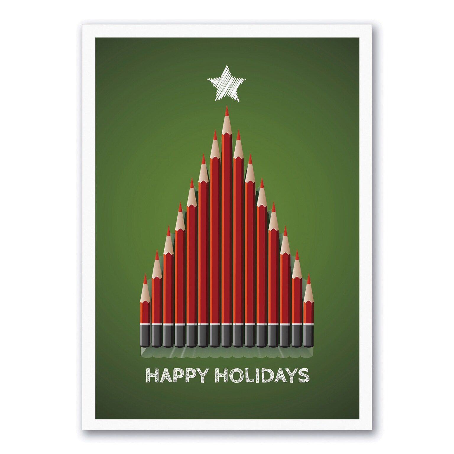 Custom Pencil Tree Cards, with Envelopes, 5 5/8  x 7 7/8 Holiday Card, 25 Cards per Set