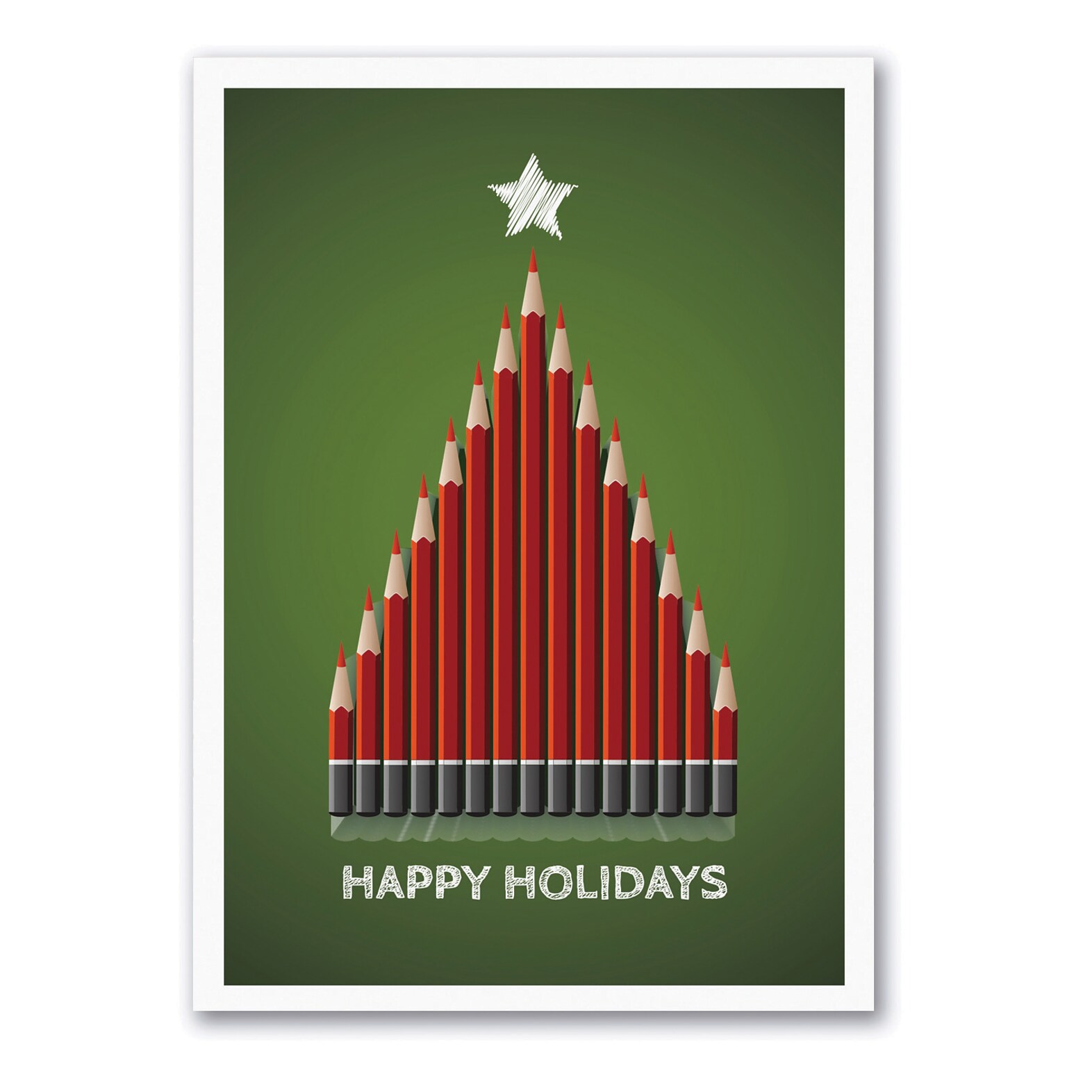 Custom Pencil Tree Cards, with Envelopes, 5 5/8  x 7 7/8 Holiday Card, 25 Cards per Set
