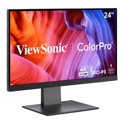 ViewSonic ColorPro 24" 4K UHD 60Hz LCD Monitor, Mac-Compatible, Adjustable, Black/Silver (VP2488-4K)