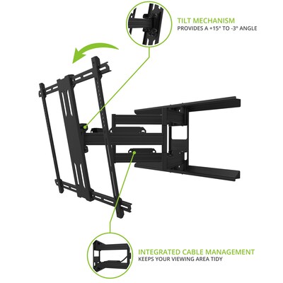 Kanto Long Extension Full Motion TV Wall Mount for 50" - 100" TVs, Black (PDX700)