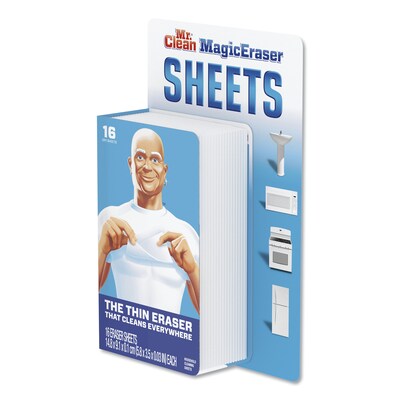 Mr. Clean® Magic Eraser Sheets, 3.5 x 5.8, 0.03 Thick, White, 16/Pack, 8 Packs/Carton