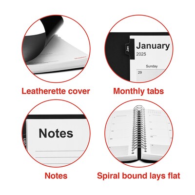 2025 Staples 8" x 11" Four-Person Daily Appointment Book, Black (ST58479-25)