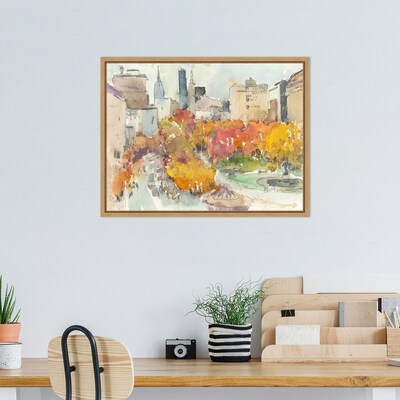 Amanti Art Autumn in New York - Study III by Samuel Dixon Framed Canvas Wall Art Print, 24 x 18 (A