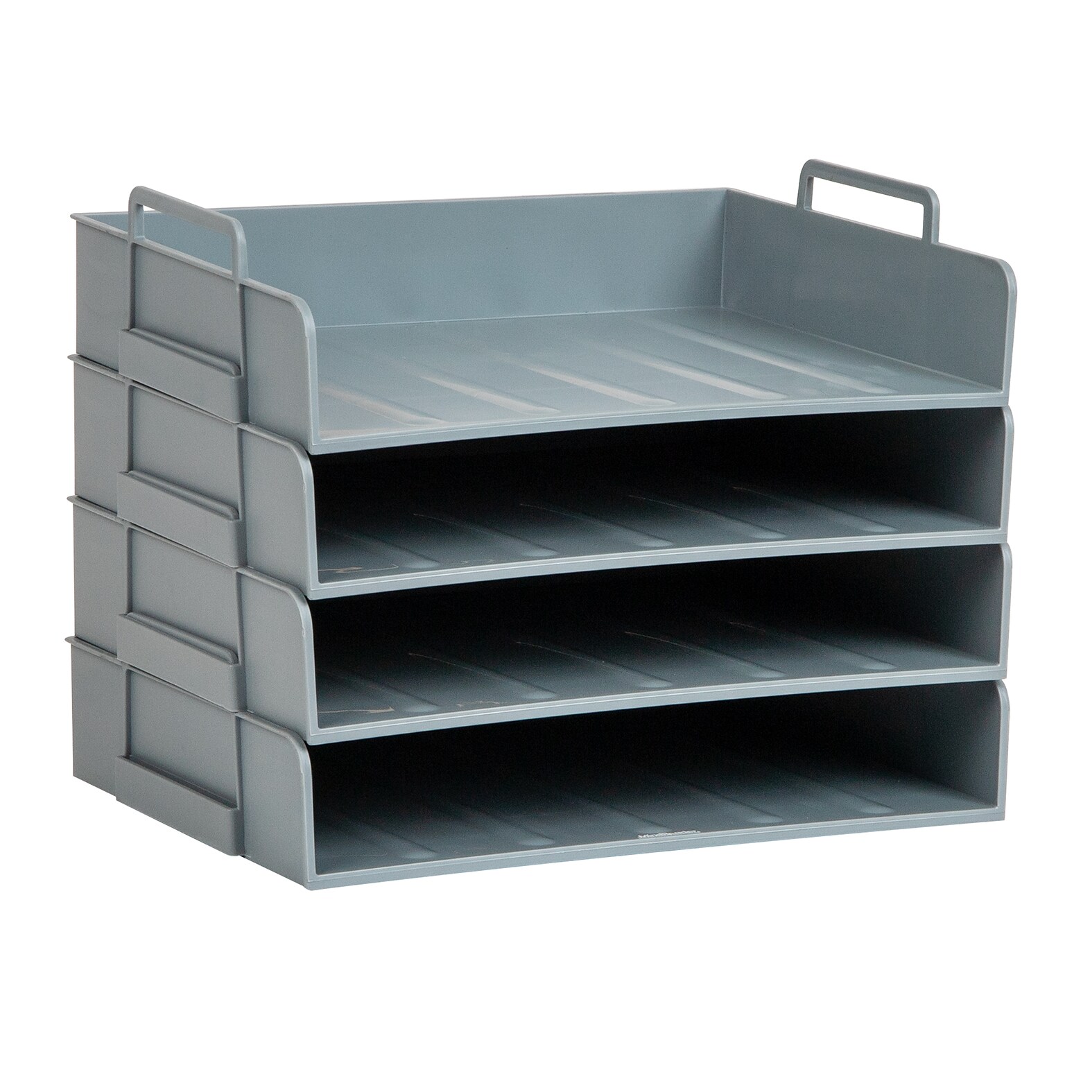 Mind Reader Plastic Side Loading Stackable Letter Tray, Letter Size, Gray, 4 Pieces (DANSTACK4-GRY)