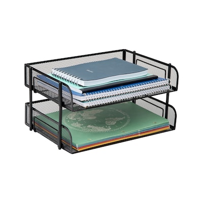 Mind Reader Metal Side Loading Stackable Letter Tray, Letter Size, Black (ESTACK2-BLK)