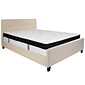 Flash Furniture Tribeca Tufted Upholstered Platform Bed in Beige Fabric with Memory Foam Mattress, Queen (HGBMF19)