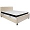 Flash Furniture Tribeca Tufted Upholstered Platform Bed in Beige Fabric with Memory Foam Mattress, Q