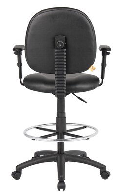 Boss Black Caressoft Drafting Stools W/Adj Arms & Footring