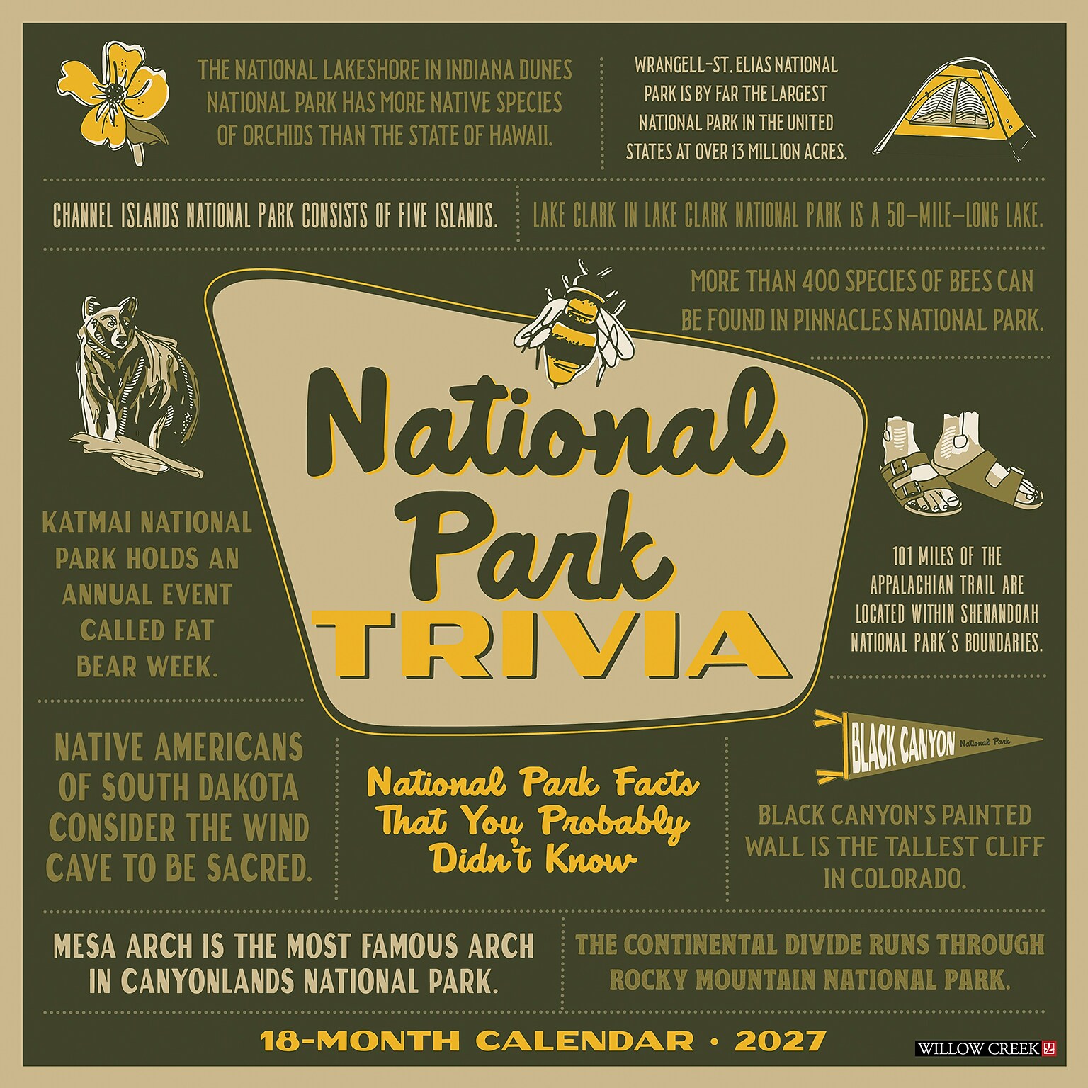 2027 Willow Creek National Park Trivia 12 x 12 Monthly Wall Calendar (61442)