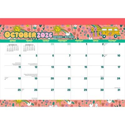 2026-2027 Plato Good Vibes 14 x 10 Academic Monthly Desk Pad Calendar (9798330709199)