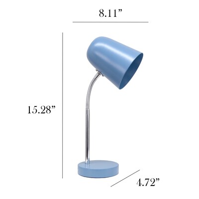 Simple Designs Sleek Essentials LED Desk Lamp, 15.28", Blue (LD1075-BLU)