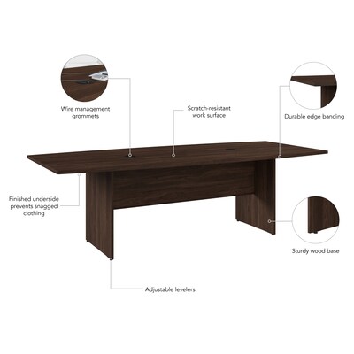 Bush Business Furniture 96W x 42D Boat Shaped Conference Table with Wood Base, Black Walnut (99TB9642BWK)