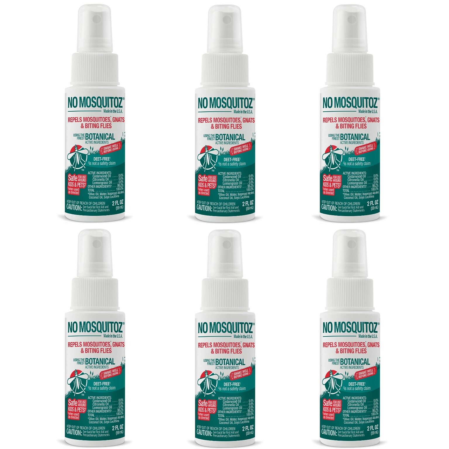 No Mosquitoz Natural DEET-Free Insect Repellent for Mosquitoes, Woodsy Scent, 2oz, 6/Pack (BND04604)