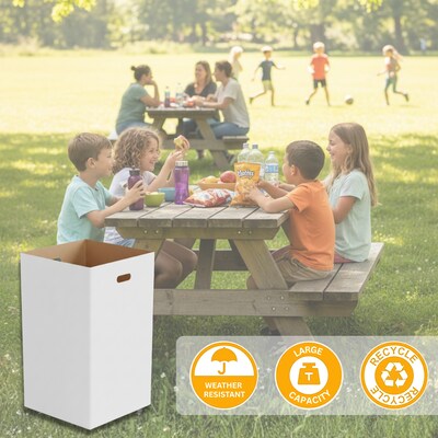 Gritt Commercial 30-Gallon Corrugated Cardboard Trash Can and Recycling Container, White, 4/Carton (GRI520-30G-4)