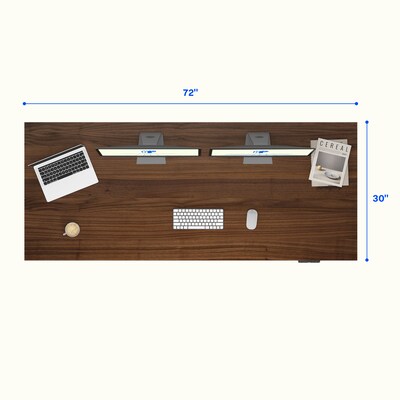 FlexiSpot E7 Commercial 72''W Electric Rectangular Adjustable Standing Desk, Black Walnut/Black (E7BCOM7230-BW)