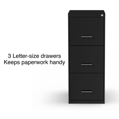 Quill Brand® 3-Drawer Vertical File Cabinet, Locking, Letter, Black, 18D (52151)