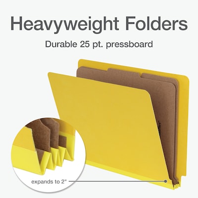 Pendaflex Pressboard Classification Folder, 2-Dividers, 2" Expansion, Letter Size, Yellow, 10/Box (1006949)