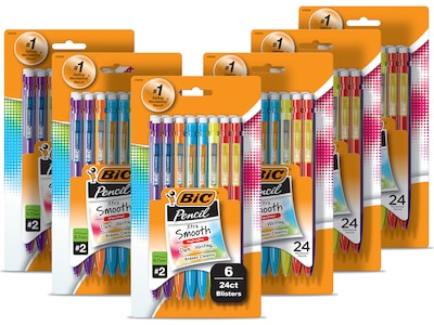 BIC Xtra-Smooth Bright Edition Mechanical Pencils, 0.7mm, #2 Medium Lead, 24 Pencils/Blister, 6 Blis