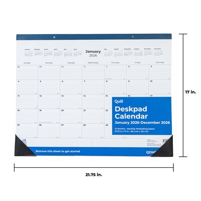 2026 Quill Brand® 22 x 17 Monthly Desk Pad, Blue (63003-26-QCC)