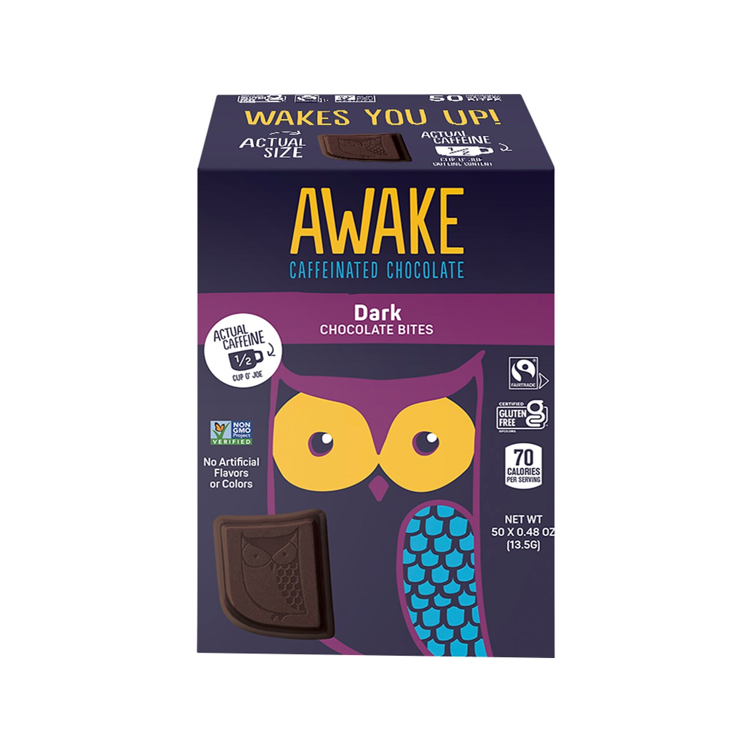 Awake Vegan Dark Chocolate Bites, 24 oz., 50 Bites/Box (00458U)