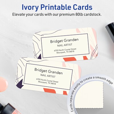Avery Business Cards, 1-3/4 x 3-1/2 , Matte Ivory, 80/Pack (95286)