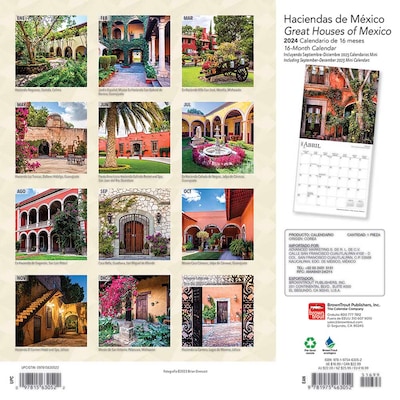 2024 BrownTrout Great Houses of Mexico 12" x 24" Monthly Wall Calendar (9781975463052)